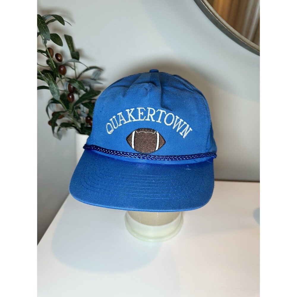 Vintage 80s Quakertown Football Panthers Rope Hat Blue Snapback Trucker Cap